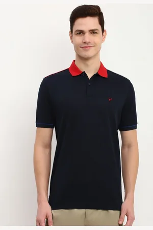 Allen Solly Men Solid Polo Collar Pure Cotton T-shirt