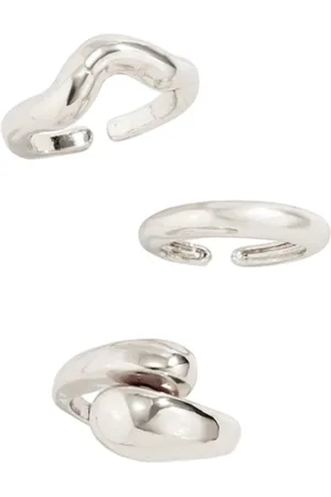 Jewels Galaxy Set Of 3 Silver Plated Finger Ring