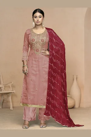 MANVAA Floral Embroidered Sequinned Unstitched Dress Material