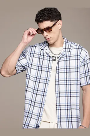 Roadster The Life Co. Pure Cotton Relaxed Fit Checked Knitted Shirt