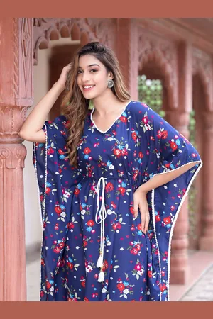 Kalini Women Floral Printed Kimono Sleeve Kaftan Dress