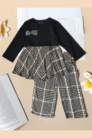 Bella Moda Girls Checked Top with Pyjamas