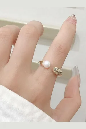 Salty Juniper Gold-Plated Beaded Finger Ring
