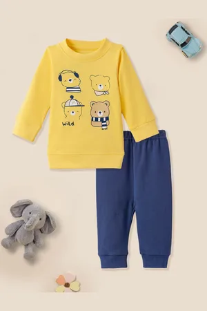 Nauti Nati Infants Boys Printed Pure Cotton Top With Joggers