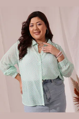 CURVY STREET Women Plus Size Comfort Spread Collar Printed Relaxed Fit Casual Shirt