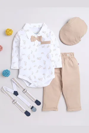 BUMZEE Boys Printed Pure Cotton Leotard with Trousers & Suspenders
