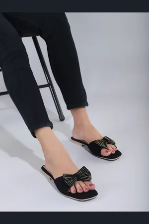 DressBerry Women Bow Embellished Mules Flats