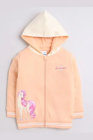 BUMZEE Girls Graphic Printed Hooded Sweatshirt