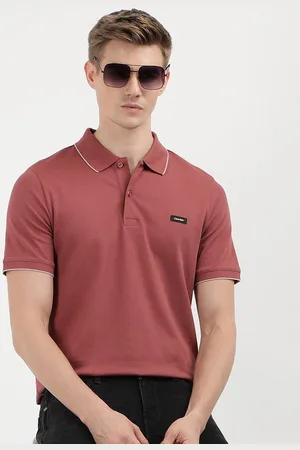 Calvin Klein Men Solid Polo Collar Cotton Slim Fit Tshirt