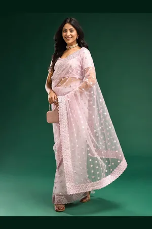 kasee Floral Embroidered Net Saree