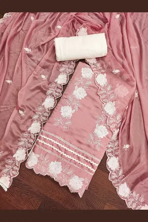 Kalini Floral Embroidered Thread Work Unstitched Dress Material