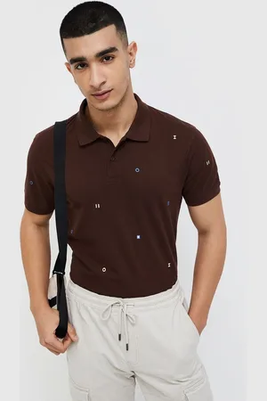 Lifestyle Men Printed Polo Collar Cotton T-shirt