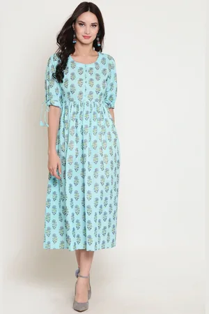 Sera Women Floral Printed Fit & Flare Midi Ethnic Dresses