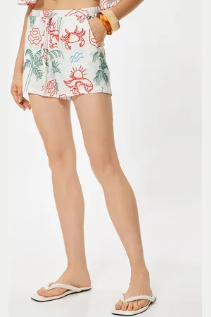 Koton Women Floral Printed Relaxed Fit Mid-Rise Shorts