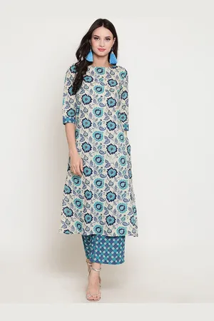 Sera Floral Printed Cotton Straight Kurta