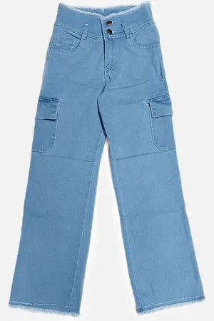 SKY HEIGHTS Girls Wide Leg Cargo Jeans