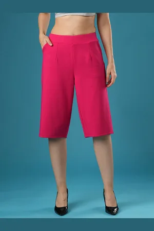 Globus Women Mid Rise Stretchable Relaxed Fit Flat Front Slip-On Culottes