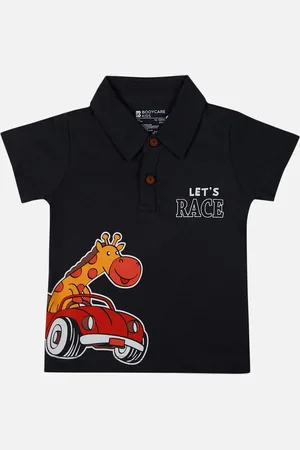 BodyCare Boys Graphic Printed Polo Collar Cotton T-shirt