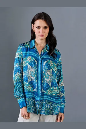 AND Ethnic Motifs Printed Shirt Collar Shirt Style Top