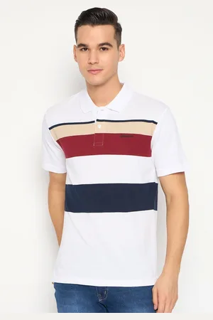 Duke Men Striped Polo Collar Cotton T-shirt