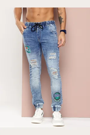 HARVARD Men Mildly Distressed Printed Stretchable Slim Fit Jogger Style Jeans