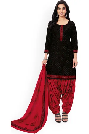 Miraan Polka Dots Printed Pure Cotton Unstitched Dress Material