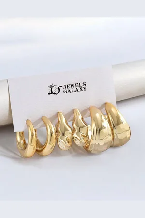 Jewels Galaxy Set Of 3 Contemporary Hoop Earrings