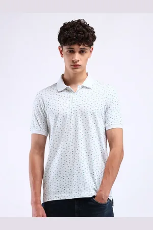 Flying Machine Men Conversational Printed Polo Collar Cotton T-Shirt