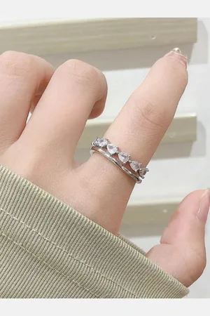 Salty Silver-Plated Stone Studded Finger Ring