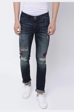 LocoMotive Men Blue Regular Fit Mid-Rise Low Distress Stretchable Jeans