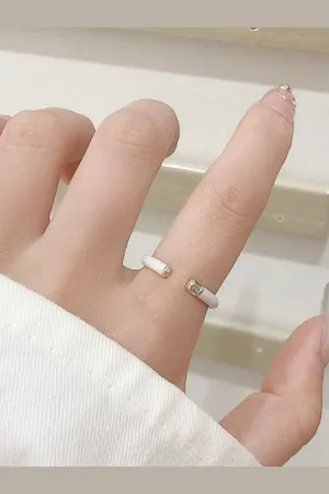 Salty Maribel Gold-Plated Crystal Studded Enamelled Adjustable Finger Ring