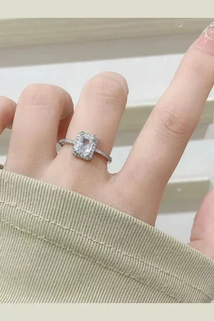 Salty Silver-Plated Solitaire Stone Studded Finger Ring