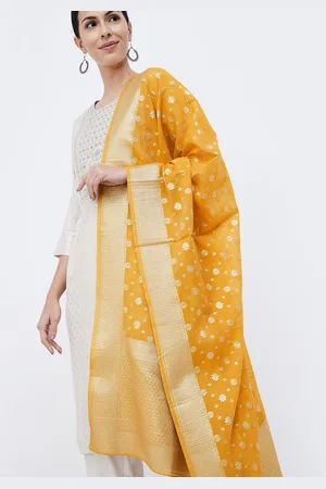 Lifestyle Floral Woven Design Dupatta With Zari