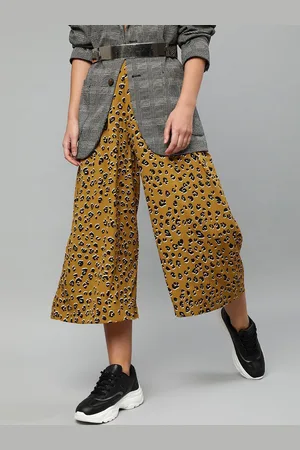 Sera Women Animal Print Flared High-Rise Culottes Trousers
