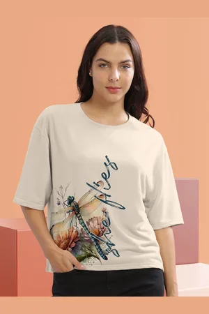 HELLCAT Women Graphic Printed Round Neck Cotton Oversized T-Shirt