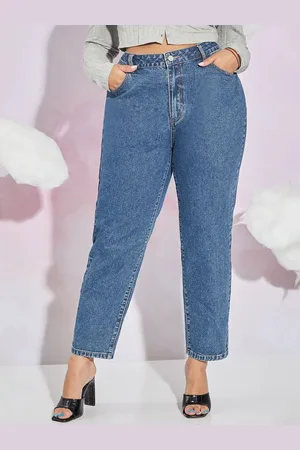 LULU & SKY Plus Size Women Tapered Fit High-Rise Light Fade Jeans