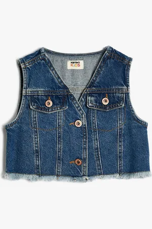 Koton Girls Washed Crop Denim Jacket