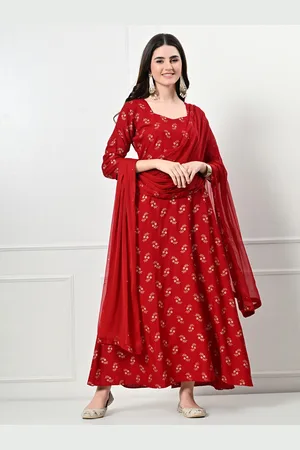 DesiNoor Floral Printed Sweetheart Neck Anarkali Kurta