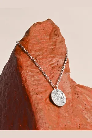 Accessorize London Women Silver Plated Sparkle Circular Slid Necklace