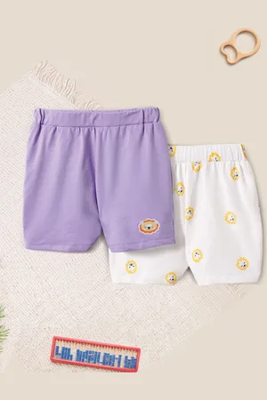 Nauti Nati Unisex Kids Pack Of 2 Conversational Printed Pure Cotton Shorts