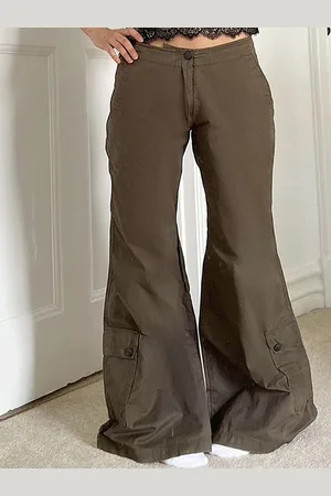 LULU & SKY Women Flared Low-Rise Cargos Trousers