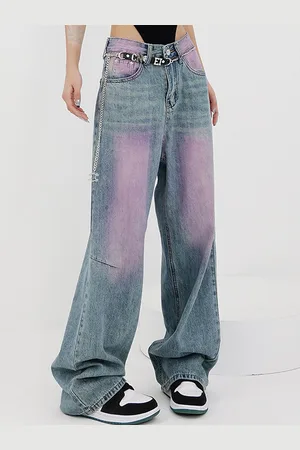 LULU & SKY Women Wide Leg Mid-Rise Heavy Fade Jeans