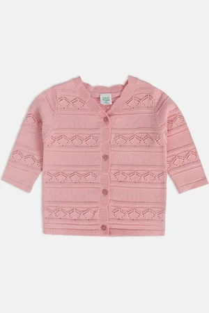 MINI KLUB Girls Self Design Cardigan Sweaters