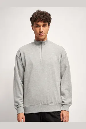 The Bear House Men Solid Relax Fit High Neck Sweatshirt