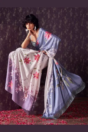 Tikhi Imli Printed Floral Satin Fusion Saree