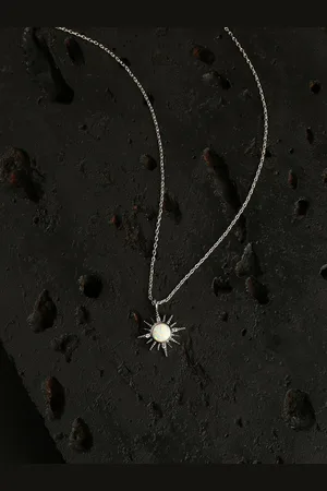 Accessorize London Platinum Plated Opal Starburst Pendant