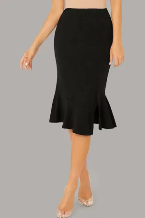 BuyNewTrend Fish Cut Knee Length Skirt