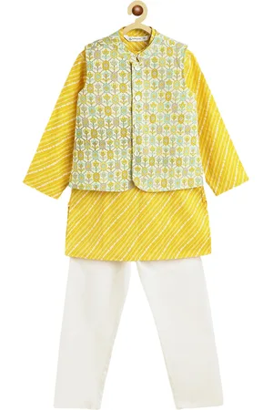 Campana Nishant Boys Striped Pure Cotton Kurta With Pyjamas & Jacket