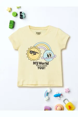 Max Collection Girls Printed Extended Sleeves Applique T-shirt