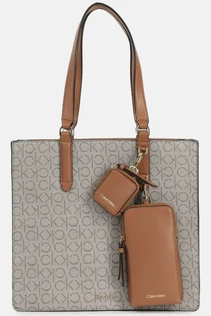 Calvin Klein Printed Structured Shoulder Bag with Cut Work
